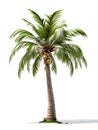 Coconut Palm Tree, isolated on white background, tropical nature concept, realistic design illustration, generative ai Royalty Free Stock Photo