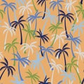 Coconut palm tree pattern textile seamless tropical forest background. Bohemian vector swatch repeating pattern. .