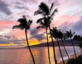 Warm rainbow of colors in a Kihei sunset Royalty Free Stock Photo