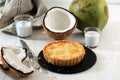 Coconut Pie Buko Thai Dessert on Black Slate Plate Royalty Free Stock Photo