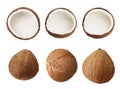 Coconut pieces, fruit coconut isolated on white background Royalty Free Stock Photo