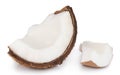 Coconut pieces isolated on white background with clipping path Royalty Free Stock Photo