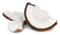 Coconut pieces isolated on white background with clipping path Royalty Free Stock Photo
