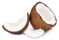 Coconut pieces isolated on white background with clipping path Royalty Free Stock Photo