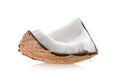 Coconut pieces isolated on a white background Royalty Free Stock Photo