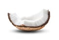 Coconut pieces isolated on white background Royalty Free Stock Photo