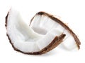 Coconut pieces isolated on a white background Royalty Free Stock Photo