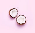 Coconut on pink background. Minimal concept. Royalty Free Stock Photo