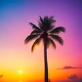 Coconut plam trees and sun shine with blue clear sky on the beach. Coconut Palm Trees Against Sun. Coconut palm trees under blue