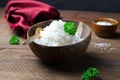 Coconut Rice, Cooked Rice Served in Coconut Shell