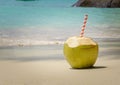 Coconut on the sand and exotic Royalty Free Stock Photo