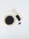 Coconut shell activated carbon for water filtration and beauty needs Royalty Free Stock Photo