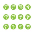 Coconut tree circle icon set, vector eps10 Royalty Free Stock Photo