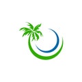 Coconut tree icon logo design vector template