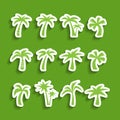 Coconut tree icon set, sticker version, vector eps10 Royalty Free Stock Photo