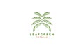 Coconut tree leaf or palm leaf green line logo vector icon illustration design Royalty Free Stock Photo