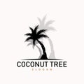 Coconut Tree Logo, Palm Tree Plant Vector, Simple Icon Silhouette Template Design Royalty Free Stock Photo