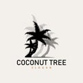 Coconut Tree Logo, Palm Tree Plant Vector, Simple Icon Silhouette Template Design Royalty Free Stock Photo