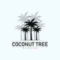 Coconut Tree Logo, Palm Tree Plant Vector, Simple Icon Silhouette Template Design Royalty Free Stock Photo