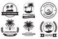 Coconut tree or sea logo in the concept of tourism in vintage style Royalty Free Stock Photo