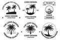 Coconut tree or sea logo in the concept of tourism in vintage style Royalty Free Stock Photo