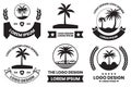 Coconut tree or sea logo in the concept of tourism in vintage style Royalty Free Stock Photo