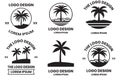 Coconut tree or sea logo in the concept of tourism in vintage style Royalty Free Stock Photo