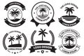 Coconut tree or sea logo in the concept of tourism in vintage style Royalty Free Stock Photo