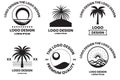 Coconut tree or sea logo in the concept of tourism in vintage style Royalty Free Stock Photo