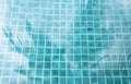 Coconut tree shadow over clear swimming pool water background Royalty Free Stock Photo