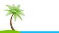 Coconut tree simple at seaside coast, illustration coconut palm tree, palm tree on small hill island at seacoast, coconut tree for