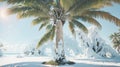 Coconut trees adorned with a delicate layer of white foam, exuded a whimsical charm, as if touched by a magical spell, creating a