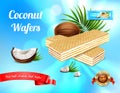 Coconut Wafers Realistic Advertisement