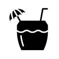 Coconut water vector illustration, Beverage solid style icon