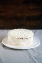 Coconut and white chocolate layered cake pastry