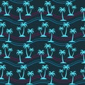 Coconut Palm Tree Ocean Wave Seamless Pattern Royalty Free Stock Photo