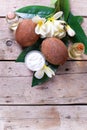 Coconuts, coconut oil and milk Royalty Free Stock Photo
