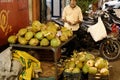 Coconuts on Sale at Night Time on Streets of Colaba, Mumbai, Maharashtra, India Royalty Free Stock Photo