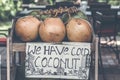 Coconuts for sale on a roadside on Bali island, Indonesia. Royalty Free Stock Photo