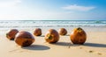 Coconuts on a Tropical Beach Royalty Free Stock Photo