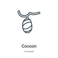 Cocoon outline vector icon. Thin line black cocoon icon, flat vector simple element illustration from editable animals concept Royalty Free Stock Photo
