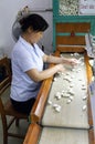 Cocoon selection in the Suzhou No.1 Silk Mill, China Royalty Free Stock Photo