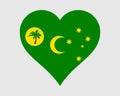 Cocos Keeling Islands Heart Flag. Cocos Keeling Island Love Shape Flag. Australian External Territory of Australia Banner Icon