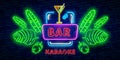 Coctail Bar neon logo design. Isolated on black background. Retro vintage neon sign. Design element for your ad, signs, posters, b