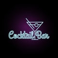 Coctail Bar neon logo design. Isolated on black background. Retro/vintage neon sign. Design element for your ad, signs, posters Royalty Free Stock Photo