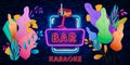 Coctail Bar neon logo design. Isolated on black background. Retro vintage neon sign. Design element for your ad, signs, posters, b Royalty Free Stock Photo