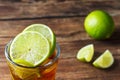 Coctail with cola and lime Royalty Free Stock Photo