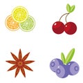 Coctail fruit pattern wurh cherry, citri, blueberry and red cinnamon star