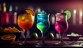 Coctails drinks on the bar realistic. AI generated