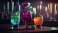 Coctails drinks on the bar realistic. AI generated